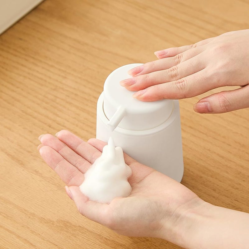 YAUKPH Matte White Foaming Hand Soap Dispenser Plastic 11 oz - Modern Minimalist Style for Bathroom & Kitchen Countertop Refillable - Image 5
